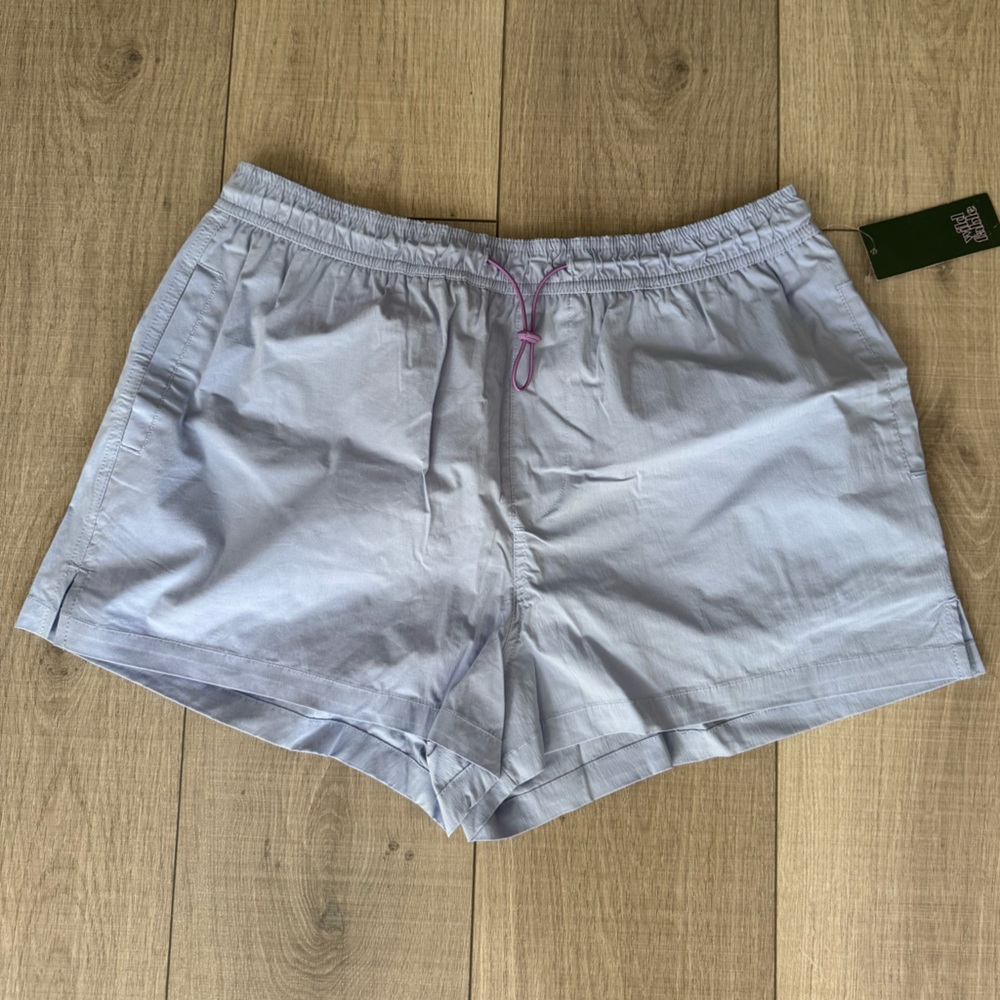 Light Blue Nylon Shorts w/ Elastic Drawstring
